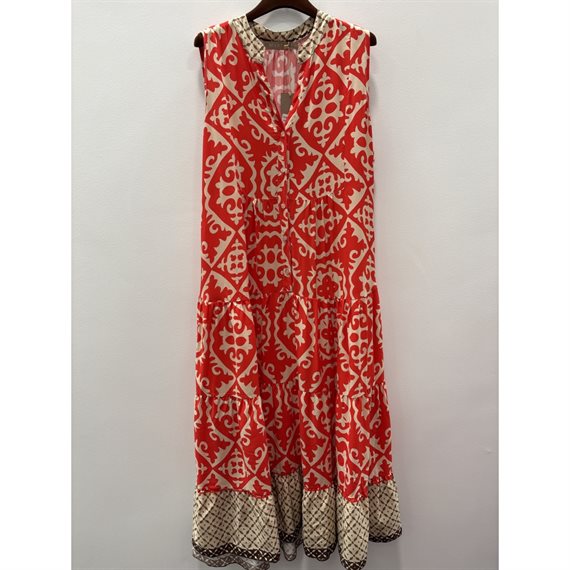 Marta - Lucie Kjole - Red/Beige - Onesize