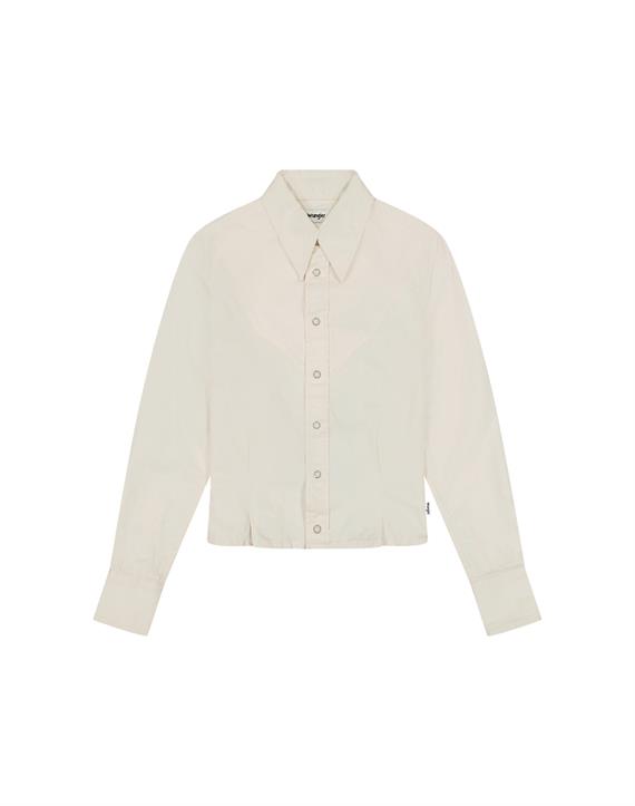 Wrangler - Femme Peplum Skjorte - Pinstar White