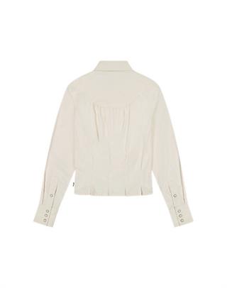 Wrangler - Femme Peplum Skjorte - Pinstar White