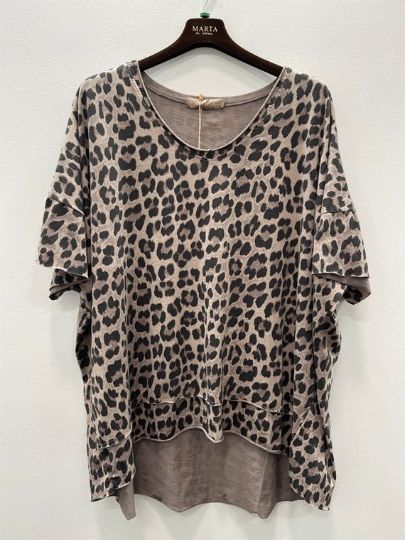 Marta - Harper T-shirt - Beige Leo - Onesize