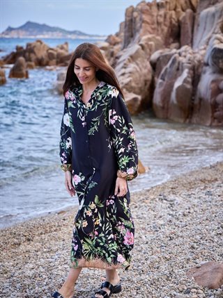 Black Colour - Zennia Flower Kjole - Black Flower