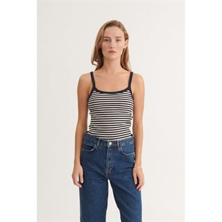 Basic Apparel - Ludmilla Stripe Strop Top - Birch/Navy