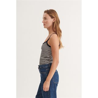 Basic Apparel - Ludmilla Stripe Strop Top - Birch/Navy