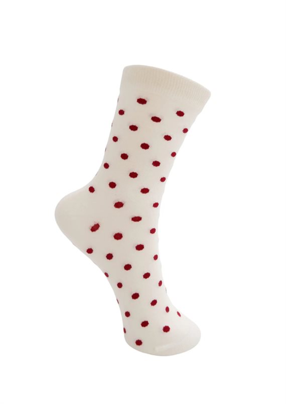 Black Colour - Helen Dotted Strømper - Creme/White - Onesize
