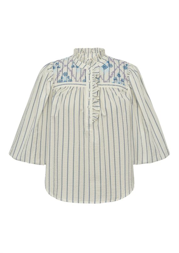 Gossia - SyrenaGO - Bluse - Creme blue stripes