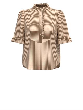 Gossia - Benedicthe Blouse - Creme Brown Stripes