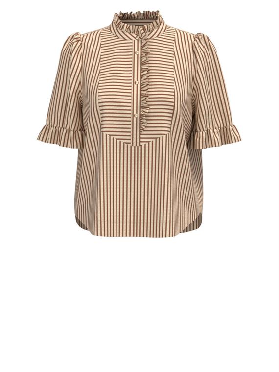 Gossia - Benedicthe Blouse - Creme Brown Stripes