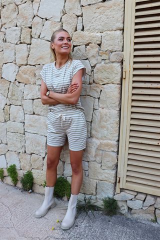Liberte - Alma U T-shirt - Sand Ivory Stripe