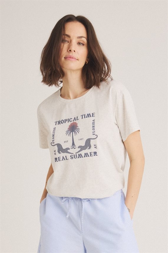 Luxzuz - Troti T-shirt - Off white Melange