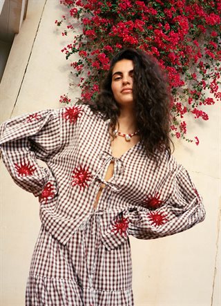 Sissel Edelbo - Nanette Top - Brown Checks - Onesize