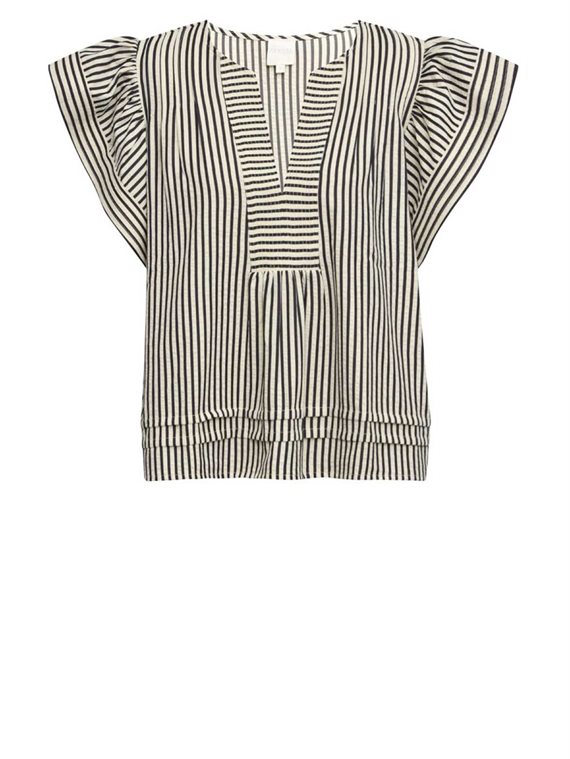 Gossia - Minka Jo Bluse - Creme Black Stripes