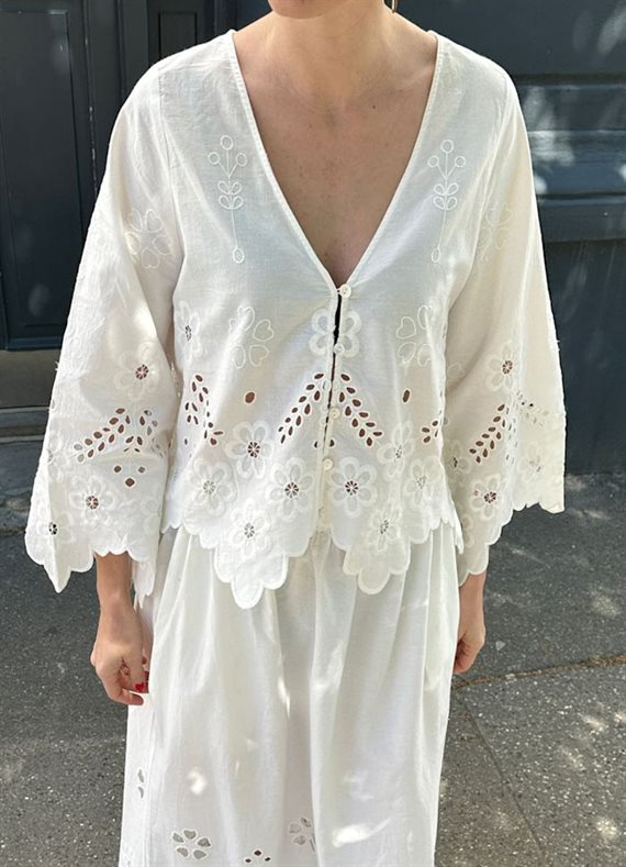 Sissel - Trine Top - White Cutwork - Onesize