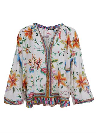 Black Colour - Art Blouse - Warm Orange - Onesize
