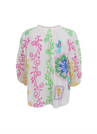 Black Colour - Sun Bluse - White Flower - Onesize