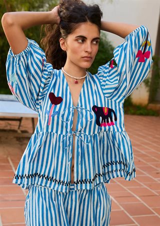 Sissel Edelbo - Vilja Top - Blue Stripes - Onesize