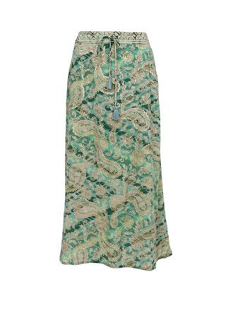 Black Colour - Luna Regular Nederdel - Floral Green
