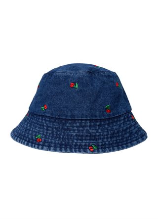 Black Colour - Maluca Denim Bøllehat - DK. Blue Denim/Cherry